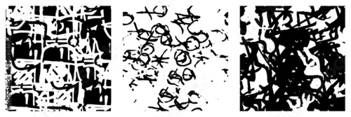 Set of black and white grunge textures