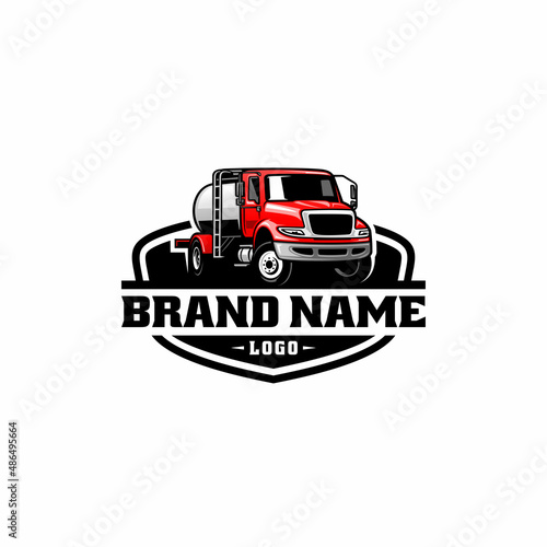 tanker truck logo vector in emblem style