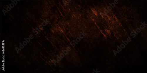 Banner  poster  flyer design with brown rough pattern on dark rusty and grunge background.