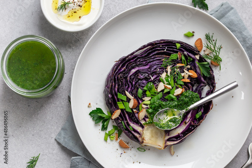 roasted red cabbage steak photo