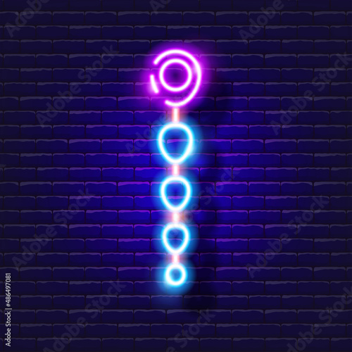 Anal and vaginal balls neon icon. Sex shop concept. Toys for adults. Gadgets for love. Vector sign for design, website, signboard, banner, advertisement.