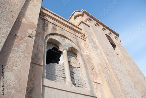 Bari, Fiera del Levante, ingresso monumentale, colonne finestra lato sinistro in fase di restauro, Bari, Puglia, Italia, Sud photo
