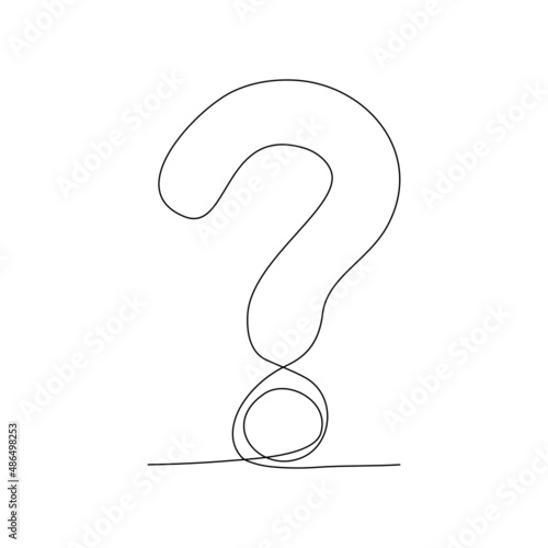 Continuous line drawing of question mark.
