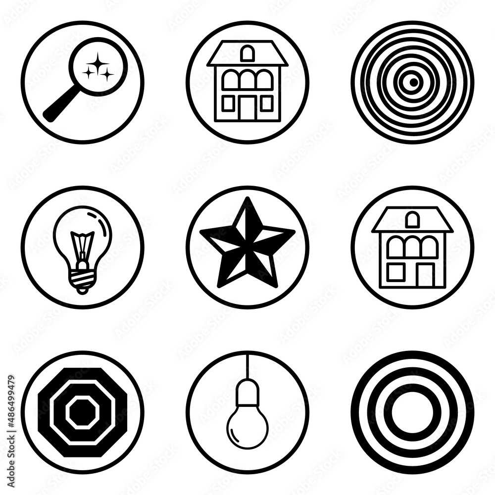 Fototapeta premium Circles Flat Icon Set Isolated On White Background