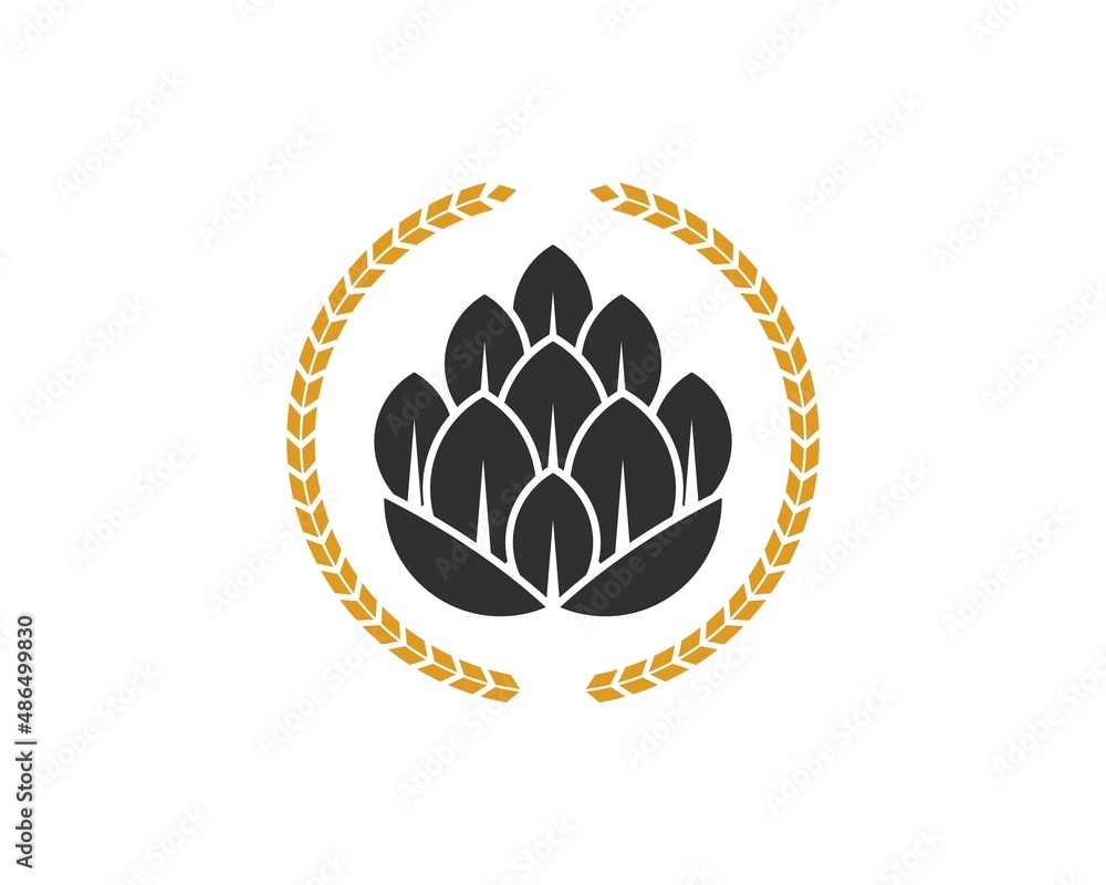 Circular wheat with beer hops inside Circular wheat with beer hops inside