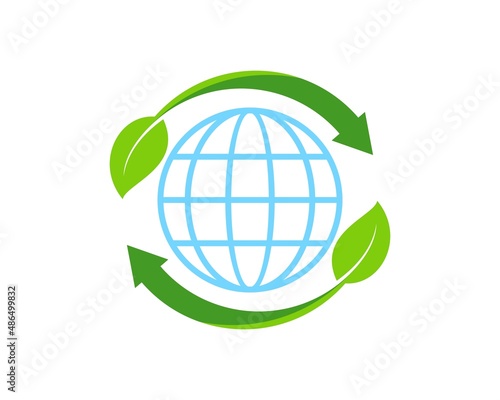 Circular leaf arrow with abstract globe inside