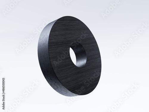 Schilderij op canvas 3D Rendering Ferrite Magnet isolated on white