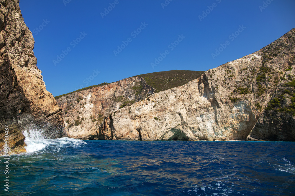 Zakynthos, Greece. Blue caves of the island of Zakynthos.