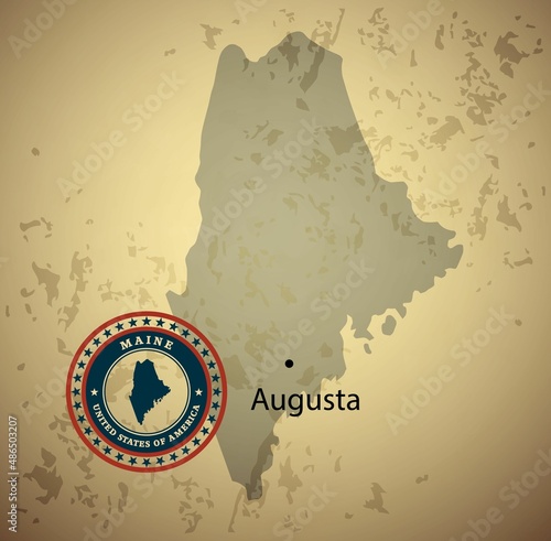 USA map state vintage illustration