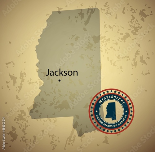 USA map state vintage illustration