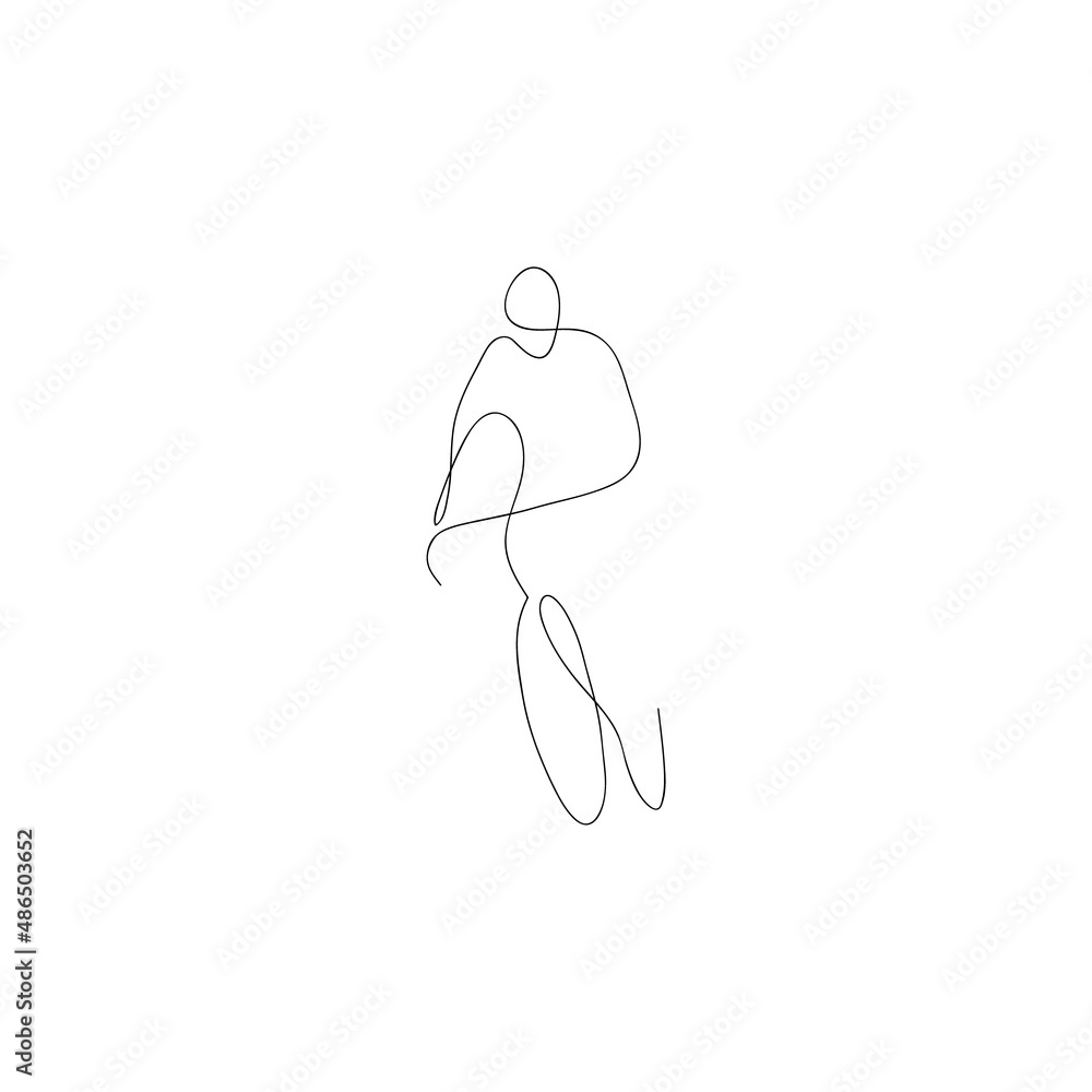 Obraz premium One line bicyclist. Hand drawn sketch. Vector illustration.