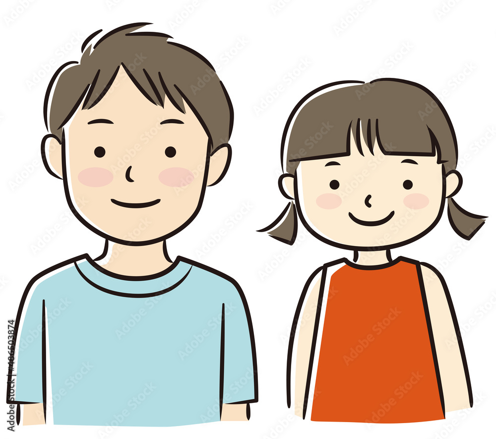 Brother and sister upper body vector illustration Brother and sister upper body vector illustration