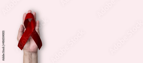 Konstfotografi Burgundy ribbon for multiple myeloma cancer awareness month, Sickle-Cell Anemia,
