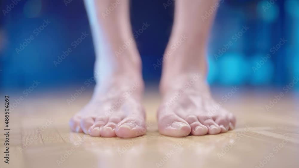 Person feet stand on toes with hallux valgus 4K Person feet stand on toes with hallux valgus 4K