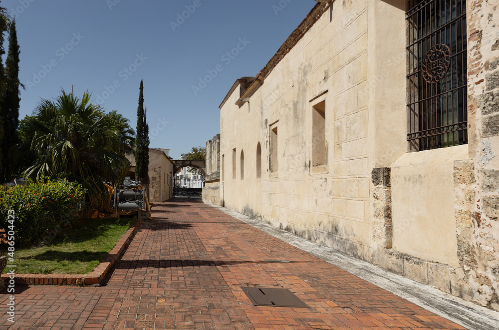 courtyard of the Cathedral of Santo Domingo, 16th century. The walls of the ancient building in the center of the of the Colonial zone of Santo Domingo

