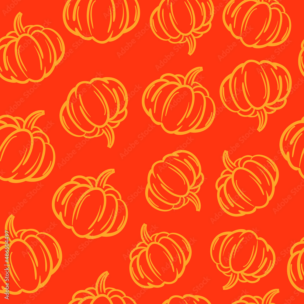 Pumpkin doodle hand drawn orange seamless pattern Pumpkin doodle hand drawn orange seamless pattern