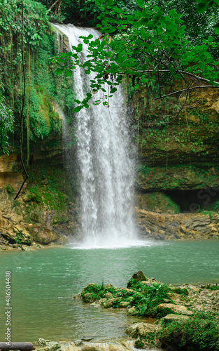 Beautiful waterfall in Dominican Republic wildlife in paradise