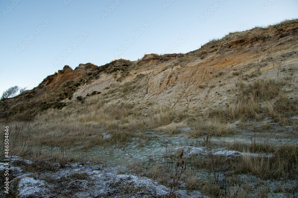 Morsum Kliff im Winter mit Reif bedeckt, Insel Sylt Morsum Kliff im Winter mit Reif bedeckt, Insel Sylt