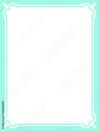 Blue border frame board. Vector background or book page. Simple rectangular billboard, plaque, signboard or label