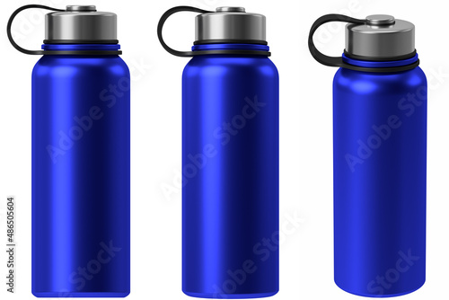 Blue metal thermo bottle