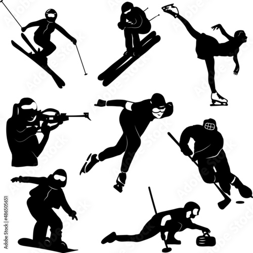 Winter sport icons set isolated vector