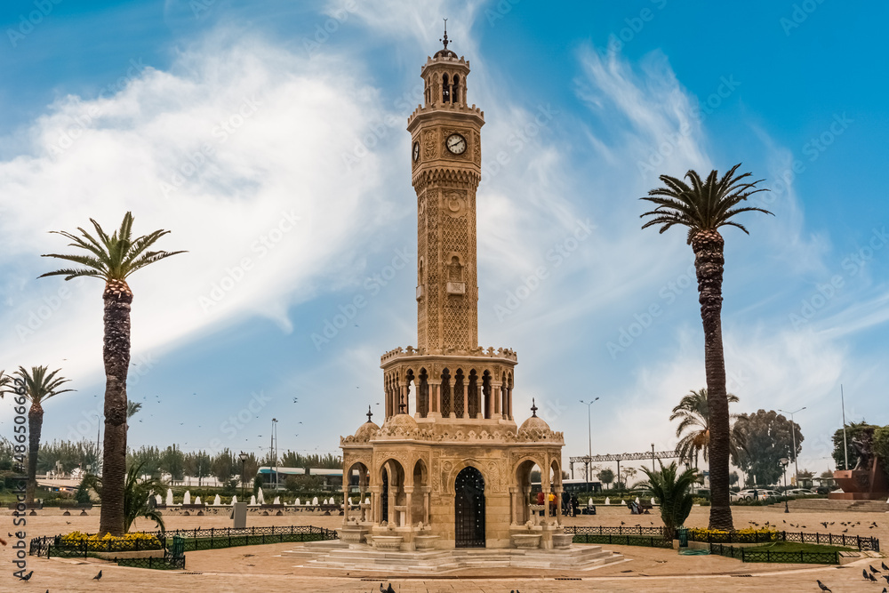 Izmir Clock Tower in Konak square. Famous place.