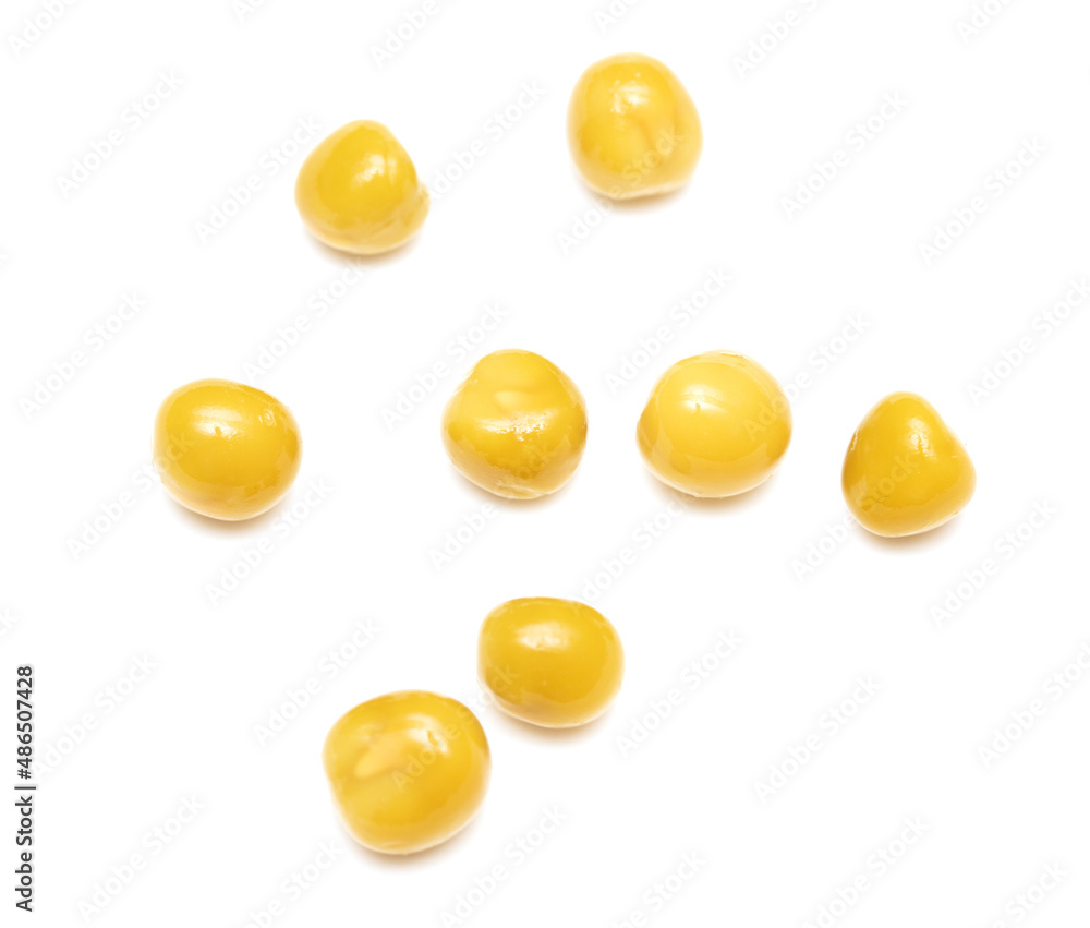 Pea grains isolated on a white background.