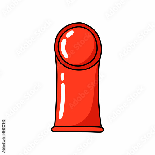 female condom doodle icon, vector color line illustration