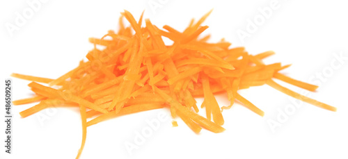 Sliced carrots isolated on white background.
