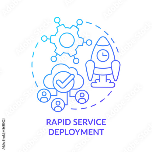 Rapid service deployment blue gradient concept icon. Communication service. Advantages of UCaaS abstract idea thin line illustration. Isolated outline drawing. Myriad Pro-Bold fonts used