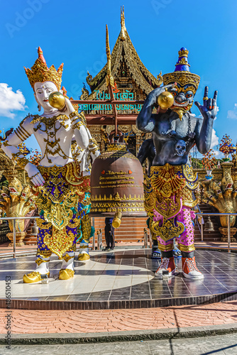 stunning art statues at a country temple in northern thailand