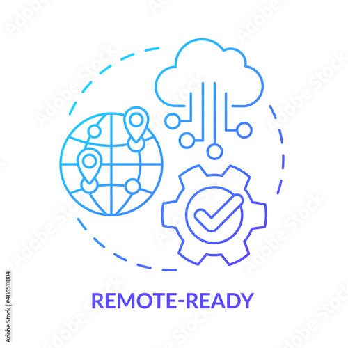 Remote-ready blue gradient concept icon. Cloud delivered service. Benefits of VOIP system abstract idea thin line illustration. Isolated outline drawing. Myriad Pro-Bold fonts used
