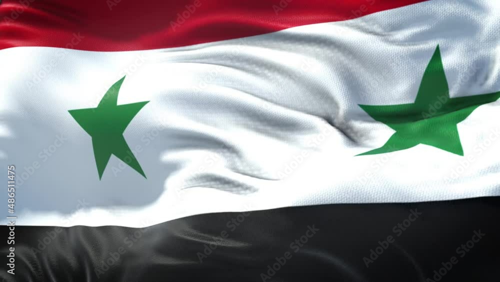 Syrian flag is waving slow motion in full screen. Loopable 4K resolution animation. Loop ready video file. Syrian flag is waving slow motion in full screen. Loopable 4K resolution animation. Loop ready video file.