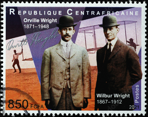 Orville and Wilbur Wright on postage stamp photo