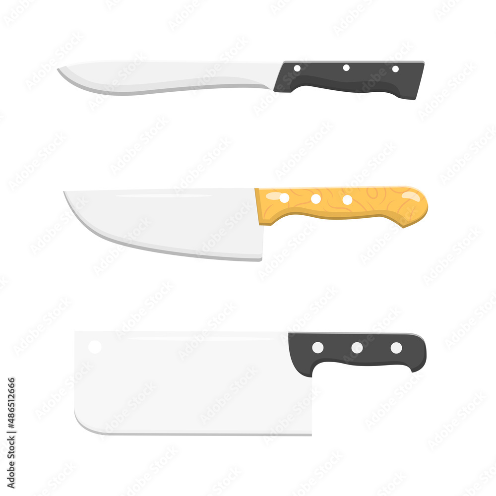 Knife Set Flat Illustration. Clean Icon Design Element on Isolated White Background Knife Set Flat Illustration. Clean Icon Design Element on Isolated White Background