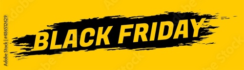 Black friday brush banner vector template. landscape extend to the side. Black Friday Sale Promotion Poster or banner with paper. Promotion and shopping template for Black Friday