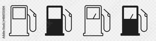 Gas station vector icon set. Station with petrol pump. Gasoline pump sign isolated on white background. Vector illustration.	
