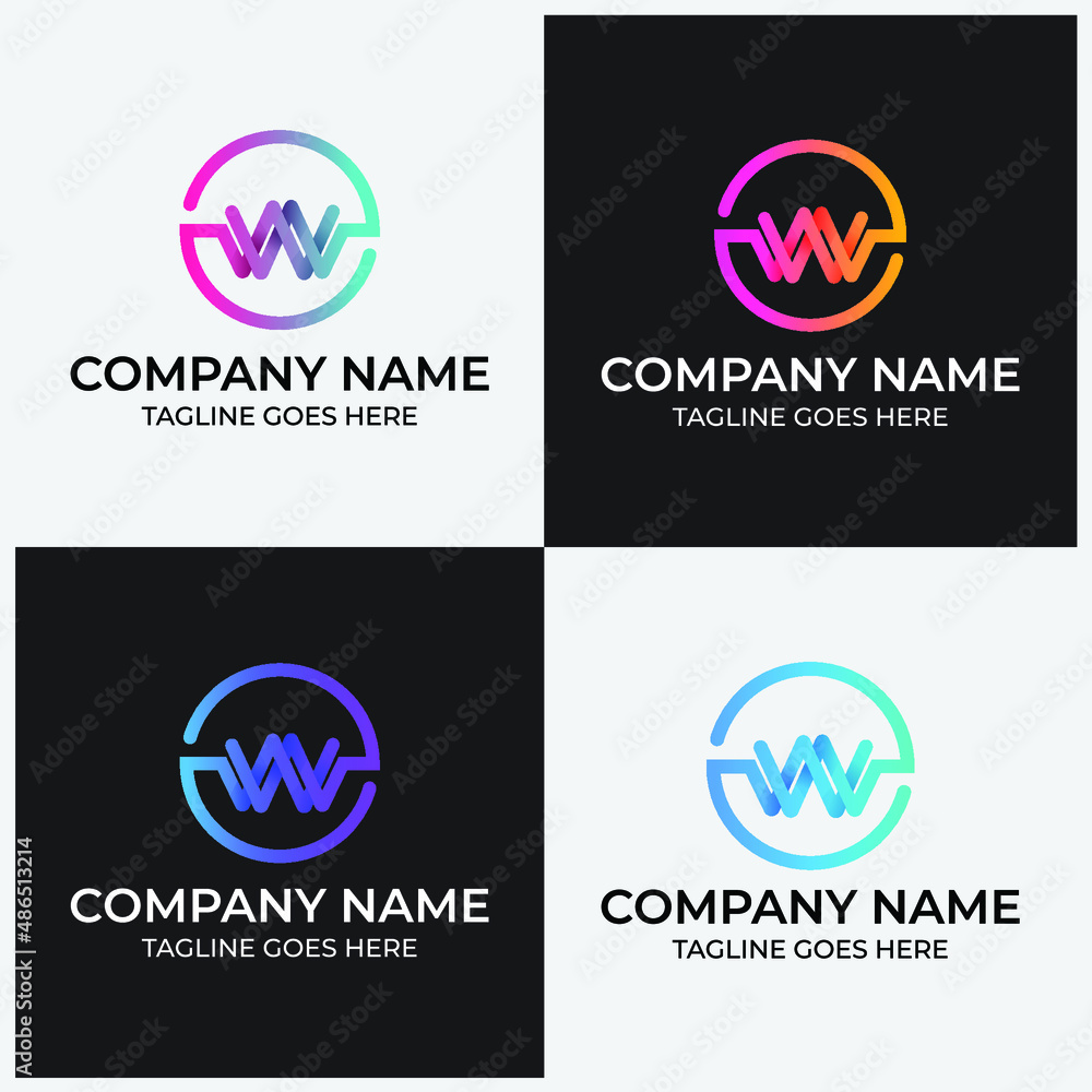 w w initial modern gradient monogram logo template Stock Vector | Adobe ...