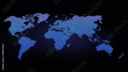 Futuristic global map continents, cartography in abstract particles illustration. World map element of this clip furnished by NASA