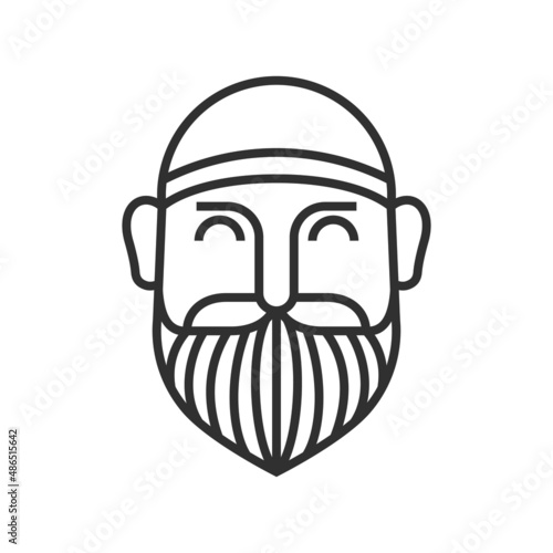 Line islamic Man Icon with Beard Vector Design