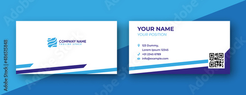 Blue business card design template. clean and modern design style . vector illustration