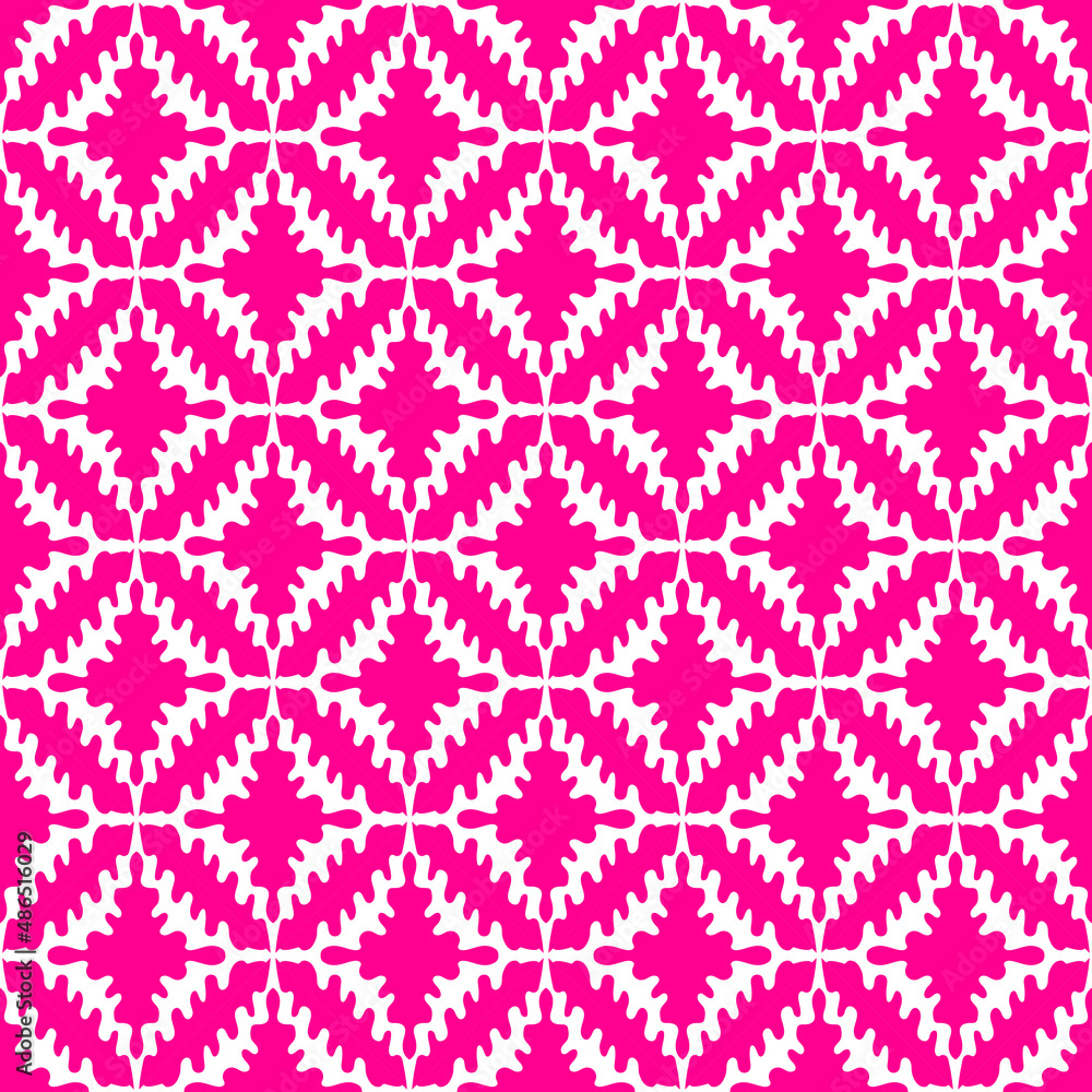 Abstract white and pink background with floral hand drawn ornament. Geometric seamless pattern for wallpaper, web page, textures, fabric, textile. Decorative vector illustration