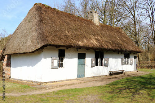 old white farmhouse in Bokrijk, Belgium