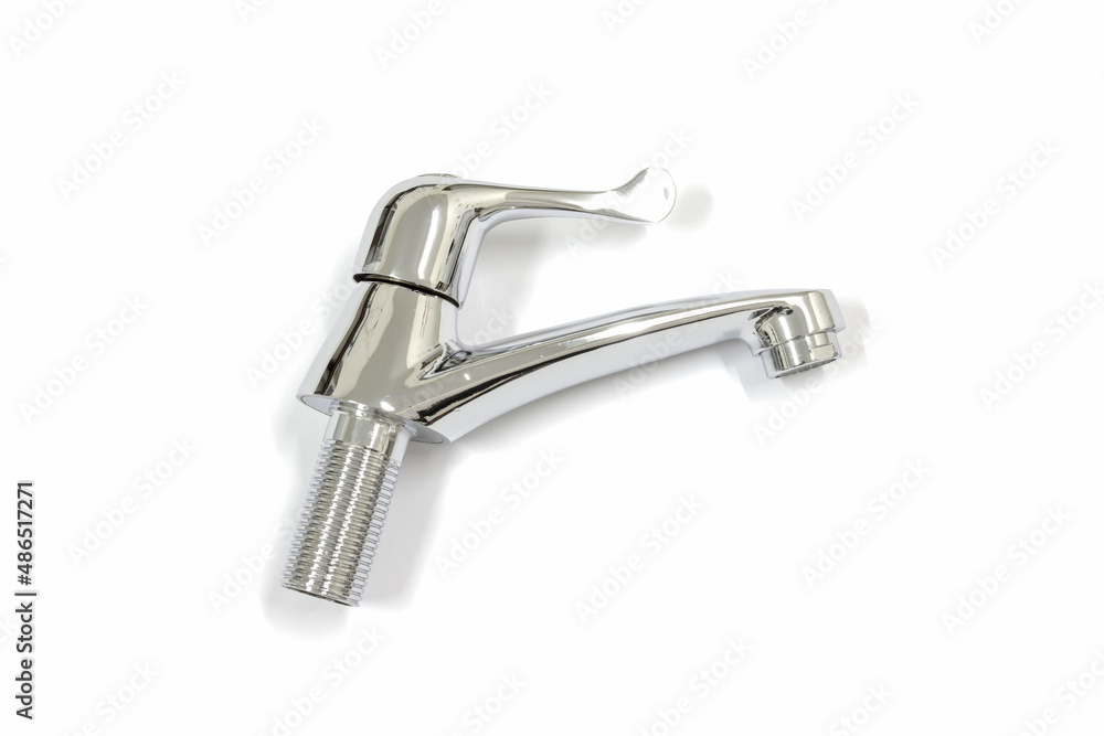 Close up of faucet on white background, isolated, Home appliances repair service. Close up of faucet on white background, isolated, Home appliances repair service.