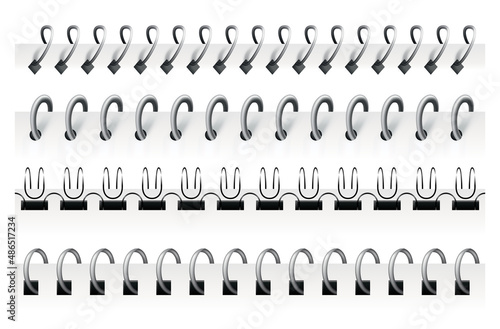 Notebook spirals, wire steel ring bindings and springs for diary. Spiral binder or ringed for paper calendar. Can use as page or notepad divider