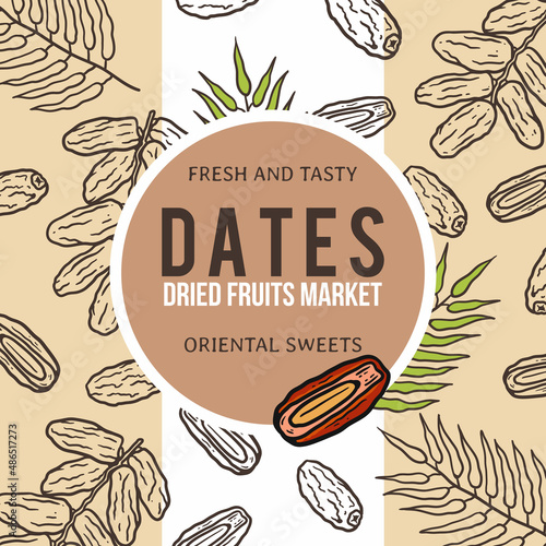 Illustration of date fruit packaging for sale