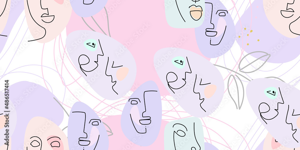 Face line pattern. Minimal art one line drawing. Face line pattern. Minimal art one line drawing.
