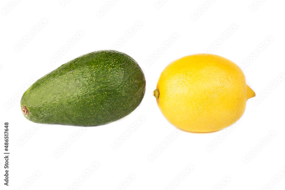 lemon isolated on white background. Tropical fruits. view from above