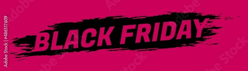 Black friday brush banner vector template. landscape extend to the side. Black Friday Sale Promotion Poster or banner with paper. Promotion and shopping template for Black Friday pink photo