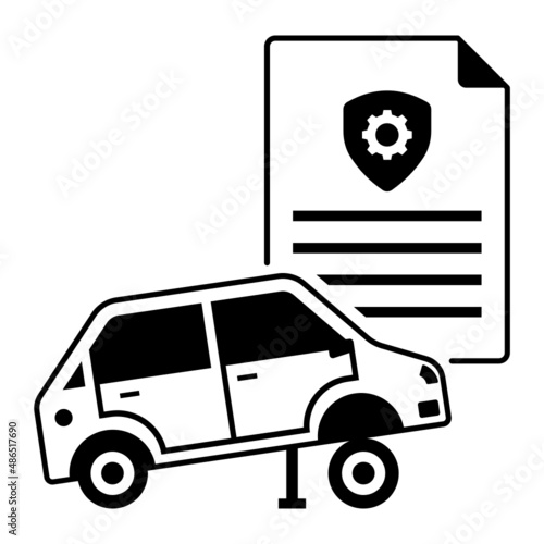 Lorry with Repair Report stock illustration, Insurance financing vehicle vector icon design, Financial loss Protection Symbol, Risk management Sign, Motor Vehicle Coverage Policy,Repair insurance Bill